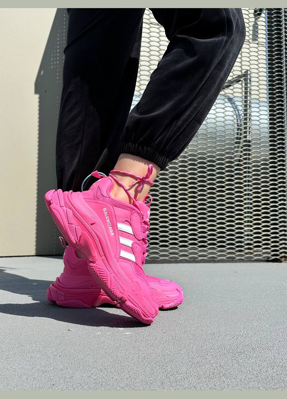 Розовые всесезонные кроссовки Vakko Adidas x Balenciaga Triple S Pink
