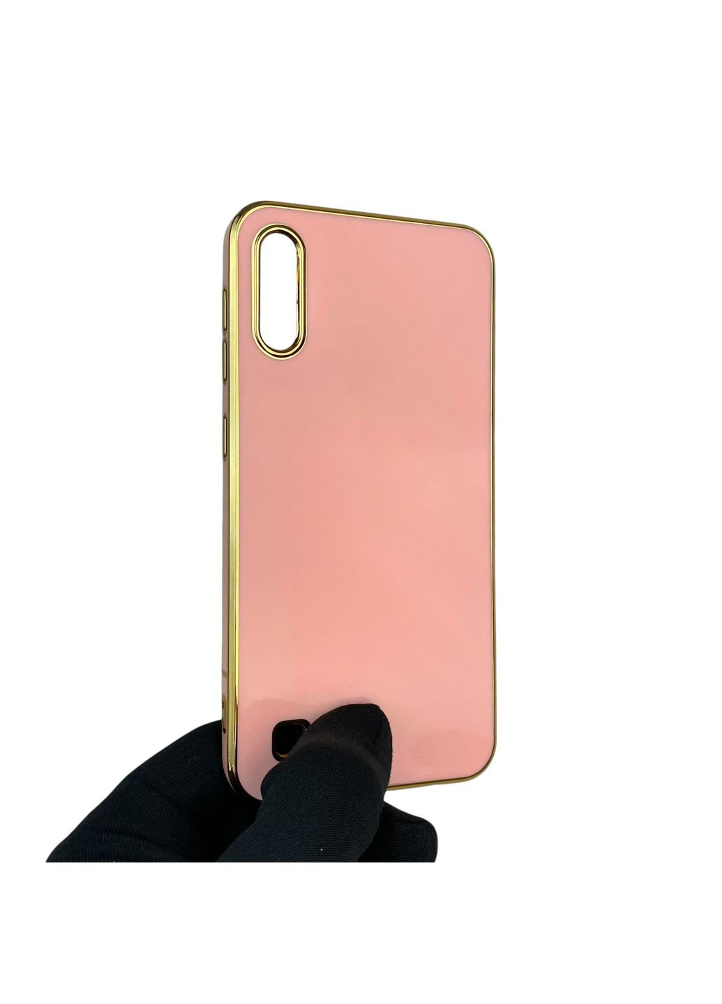 Чохол для Galaxy A10 (SM-A105F) із захистом камери із золотою окантовкою на самсунг а10 пудровий gs1 Samsung (366227991)