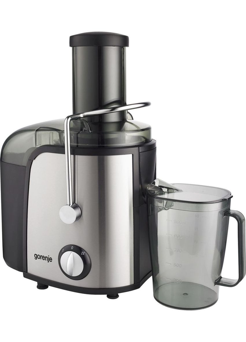 Соковыжималка отцентрированная 800Вт, чаша 1.1л, жмых-1.5л, желоб на целое яблоко, пластик/металл, черный Gorenje (315604851)