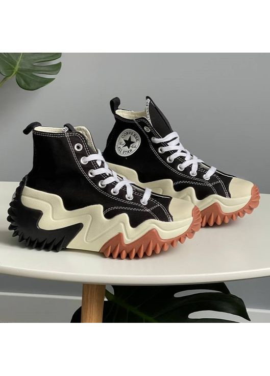 Кроссовки женские Converse Run Star Motion Hi Premium | Конверс Ран Стар черные белые No Brand чёрные демисезоны (361668005)