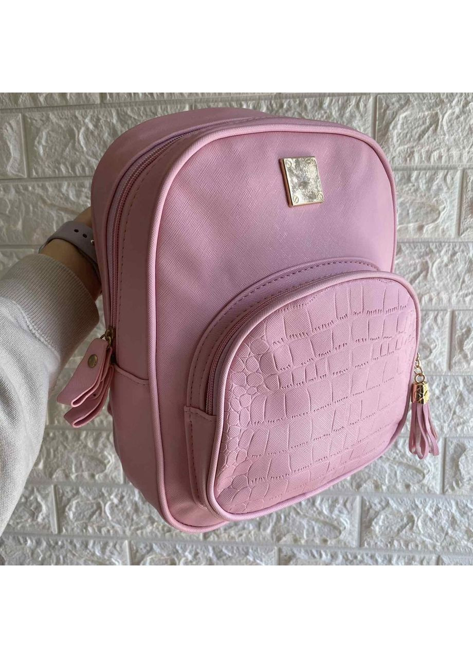 Дитячий рюкзак для дівчаток з рептилією, екошкіра, знімний плечовий ремінь рожевий No Brand (351536959)