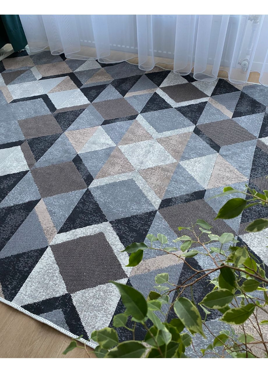 Плетений бавовняний килим Arty 10 160Х230 см. Бкжевий та сірий No Brand (366293901)