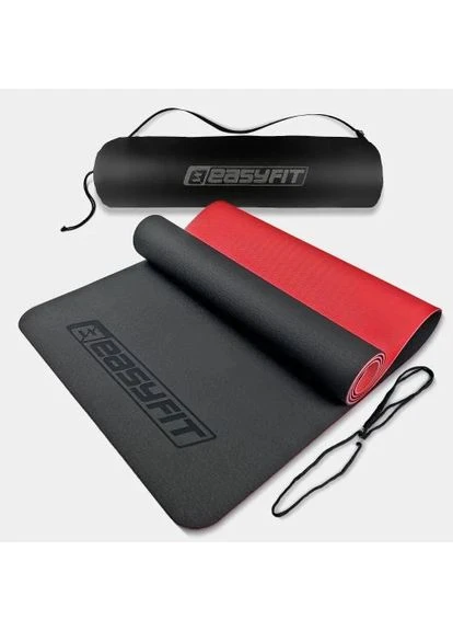 Коврик для йоги EasyFit TPE+TC 6 мм чёрный с красным No Brand (402454242)