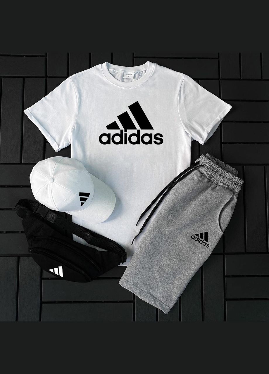 Белый комплект (шорты, футболка, кепка, бананка) No Brand