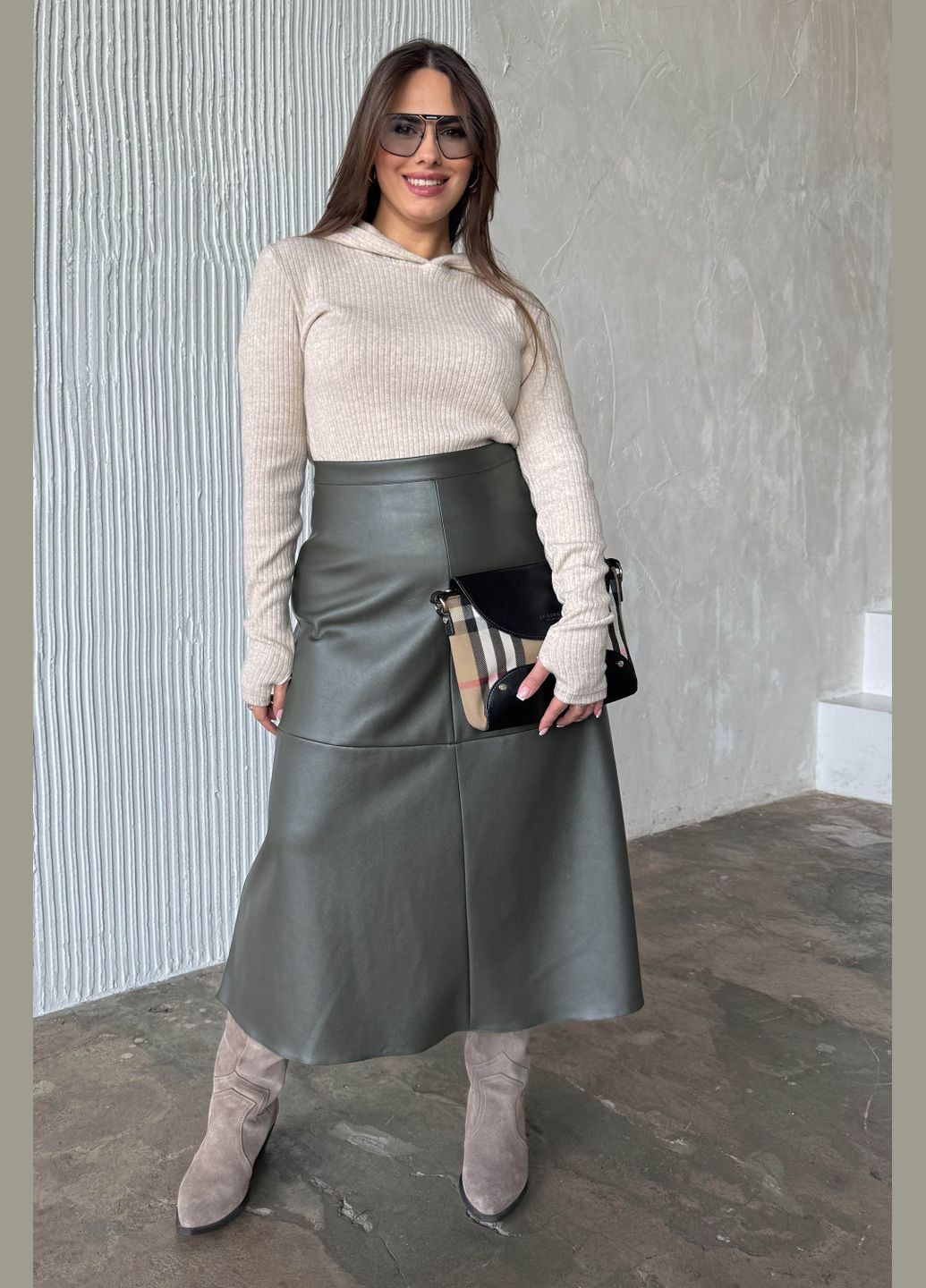 Стильна спідниця з еко-шкіри без ременя Jadone Fashion (311301753)