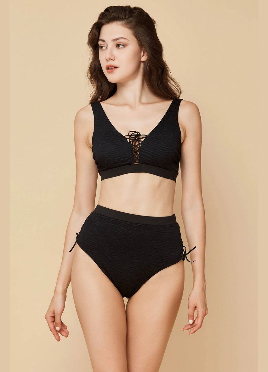 Чорний літній роздільний купальник з високими плавками Obrana 404-048/404-225 black