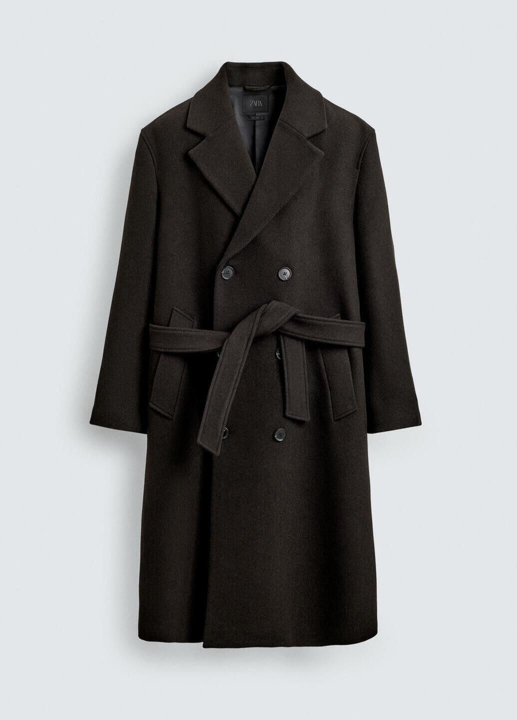 Темно-коричневое демисезонное Пальто Zara