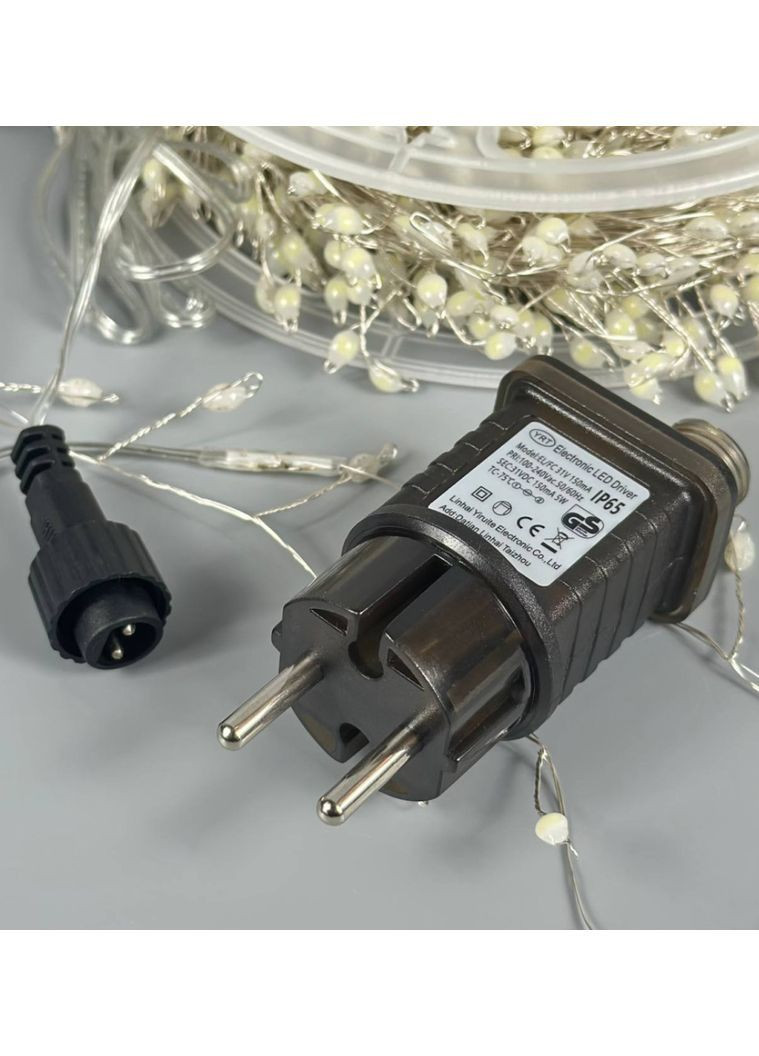 Світлодіодна гірлянда 30 метрів для ялинки/декоративна/вулична мішура Роса 900 LED 8 режимів з пультом біле світло VTech (366670219)