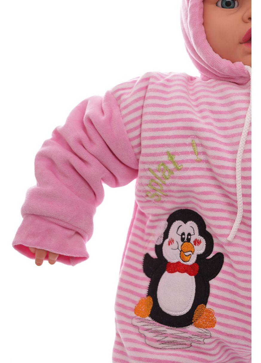 Человечек для девочки велюровый с пингвином розовый 50 см (26271) BABYKROHA (297199634)