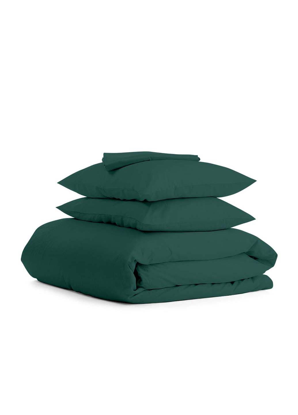 Двуспальная постель с простыней на резинке Dark Green CS1 180х220 см Cosas (307387358)