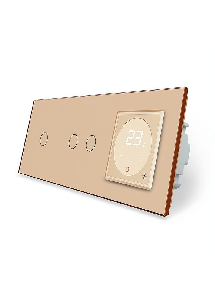 Комбинированный программируемый терморегулятор (термостат) для электрического тёплого пола и 3-сенсорный выключатель (1-2), Livolo (371777123)