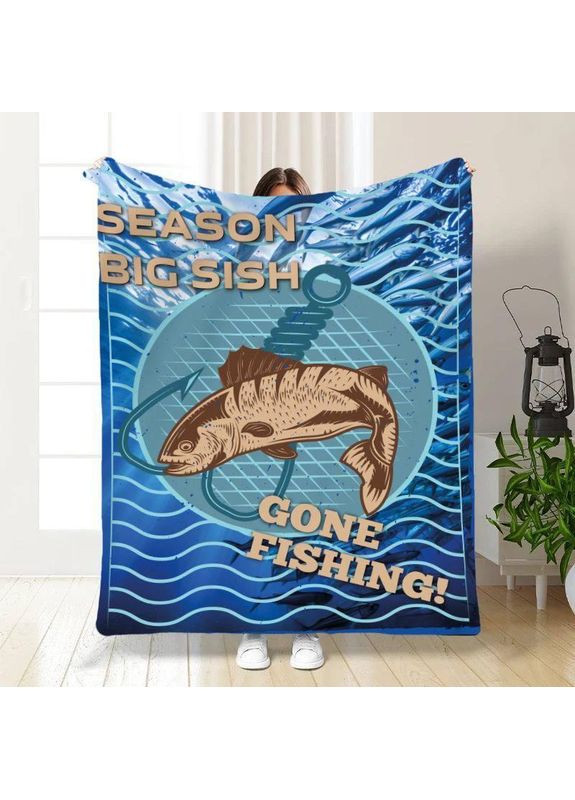 Плед Фанату рибалки якісне покривало з 3D-малюнком розмір 135х160 Україна ТД (369659066)