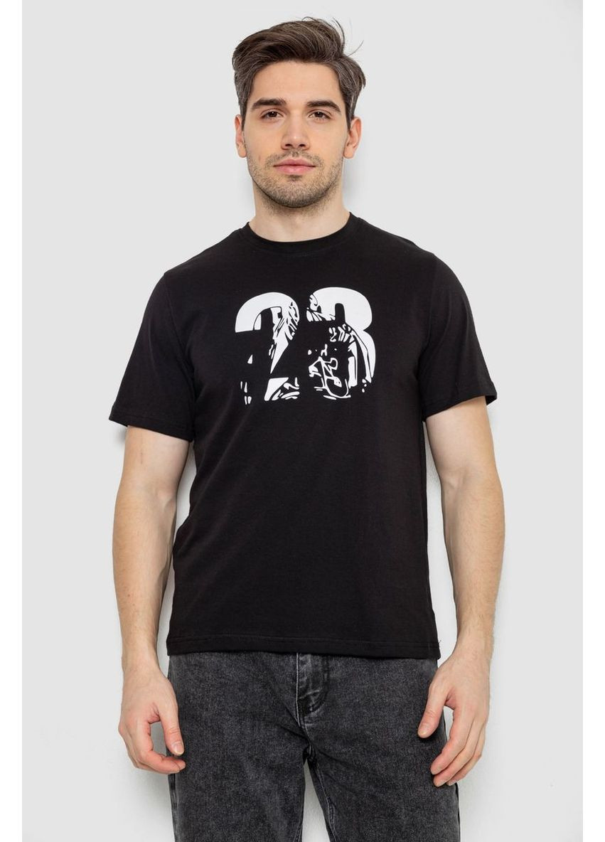 Черная мужская футболка с принтом, 241r1906 Ager