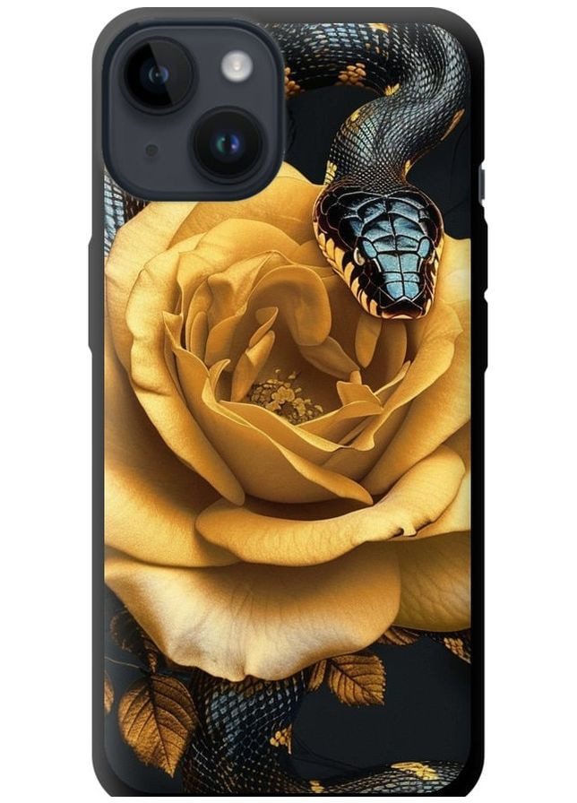 TPU черный чехол 'Black snake and golden rose' для Endorphone Apple iPhone 14 (286770605)