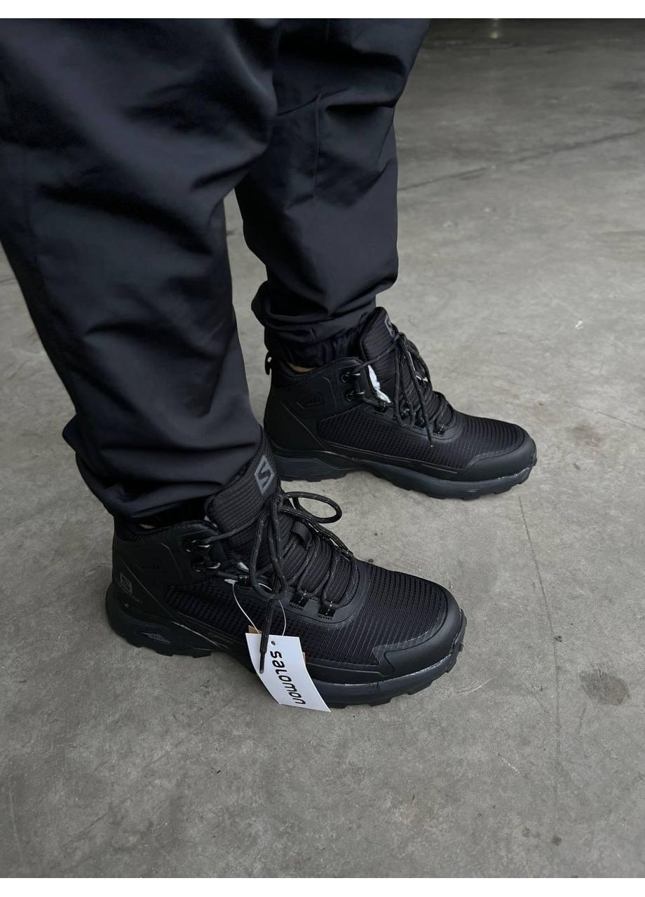 Чорні Зимовий кросівки чоловічі salomon hight black fur саломон No Brand