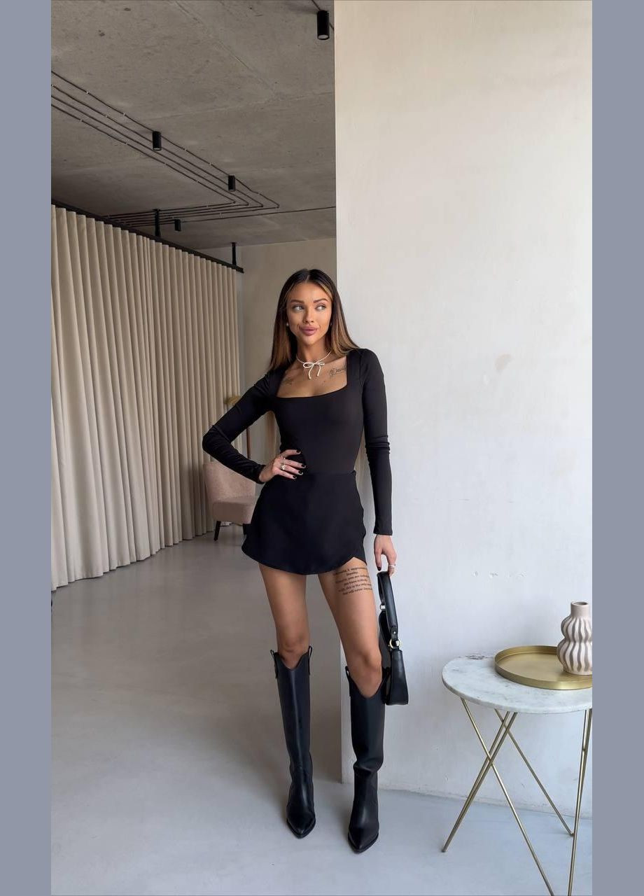 Черная офисная однотонная юбка женская - шорты, премиум качества JUGO