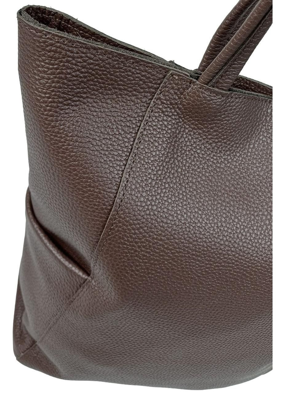 Жіноча сумка із натуральної шкіри на двох ручках, темно-коричнева Borsacomoda (372861035)