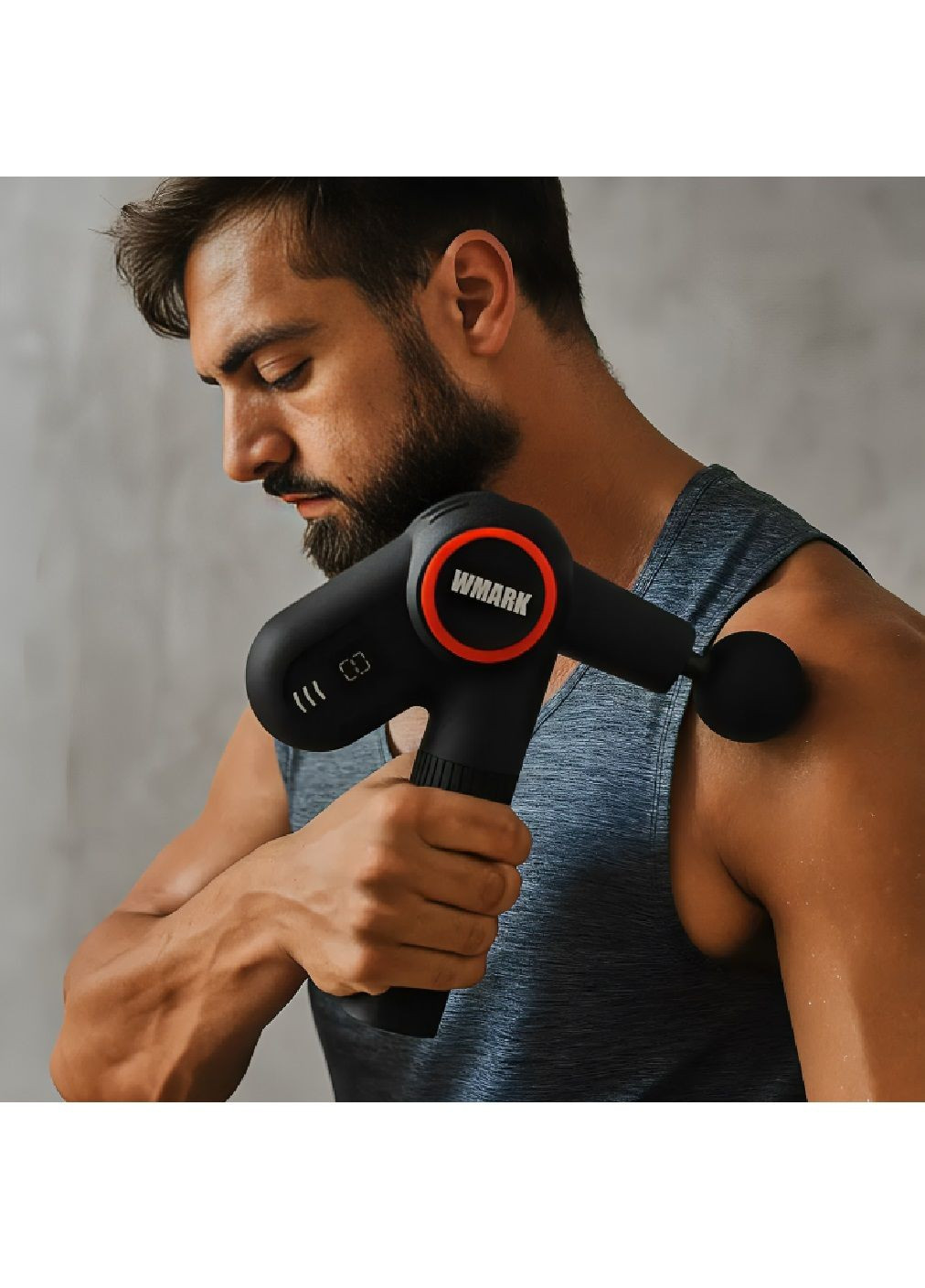 Перкуссионный аккумуляторный ручной массажер для тела с насадками 5 штук 3300 об/мин 2000 мАч 26×23×7 см (480664-Prob) Unbranded (340154254)