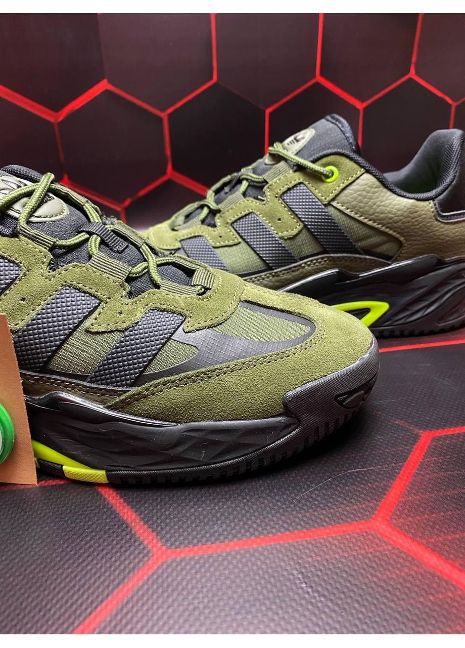 Сірі Осінні кросівки чоловічі adidas niteball green black адідас найтбол No Brand
