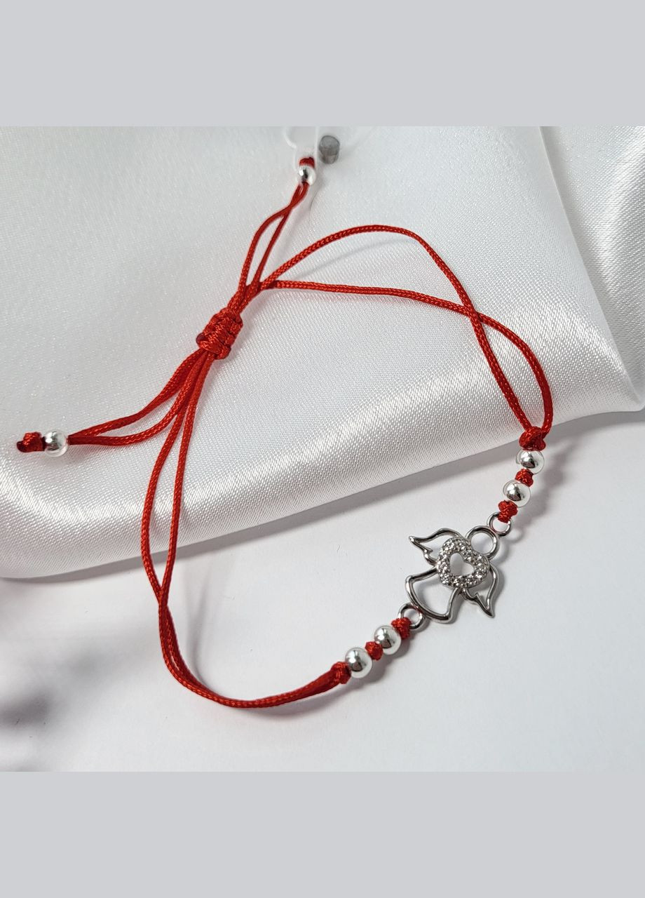 Серебряный браслет Оберег Ангелочек с Белыми камнями серебро 925 пробы Родированное 75116б 2.03г Nobrand (363969171)