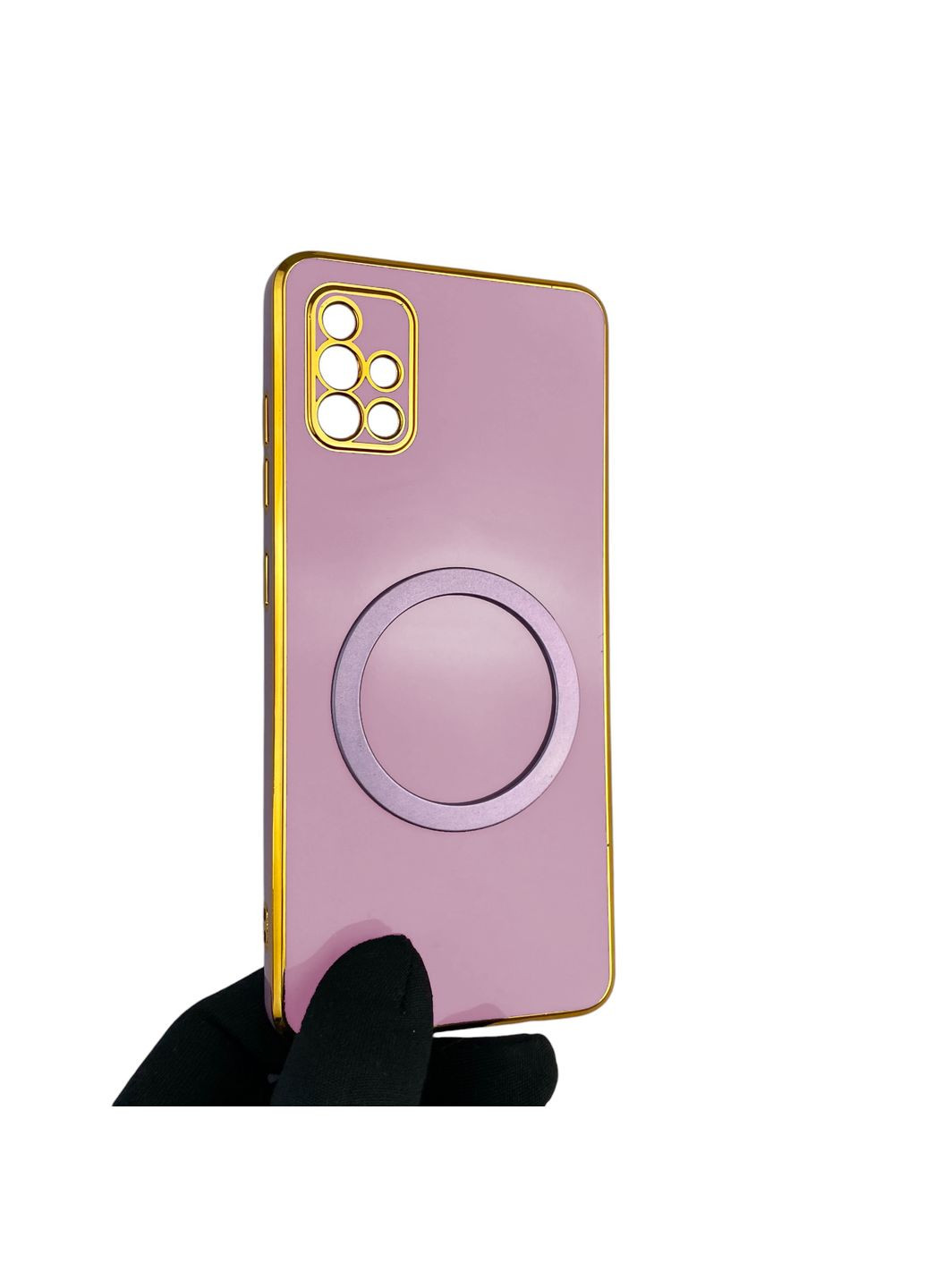 Чохол для Galaxy A51 (SM-A515F) з кільцем MagSafe із золотою окантовкою на самсунг а51 чорничний gs1 Samsung (366230855)