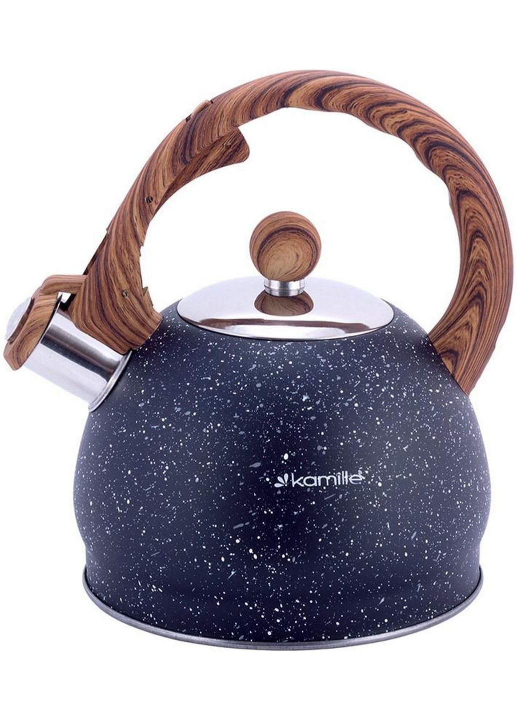 Чайник Whistling Kettle Marble 2л со свистком, черный мрамор Kamille (288184875)