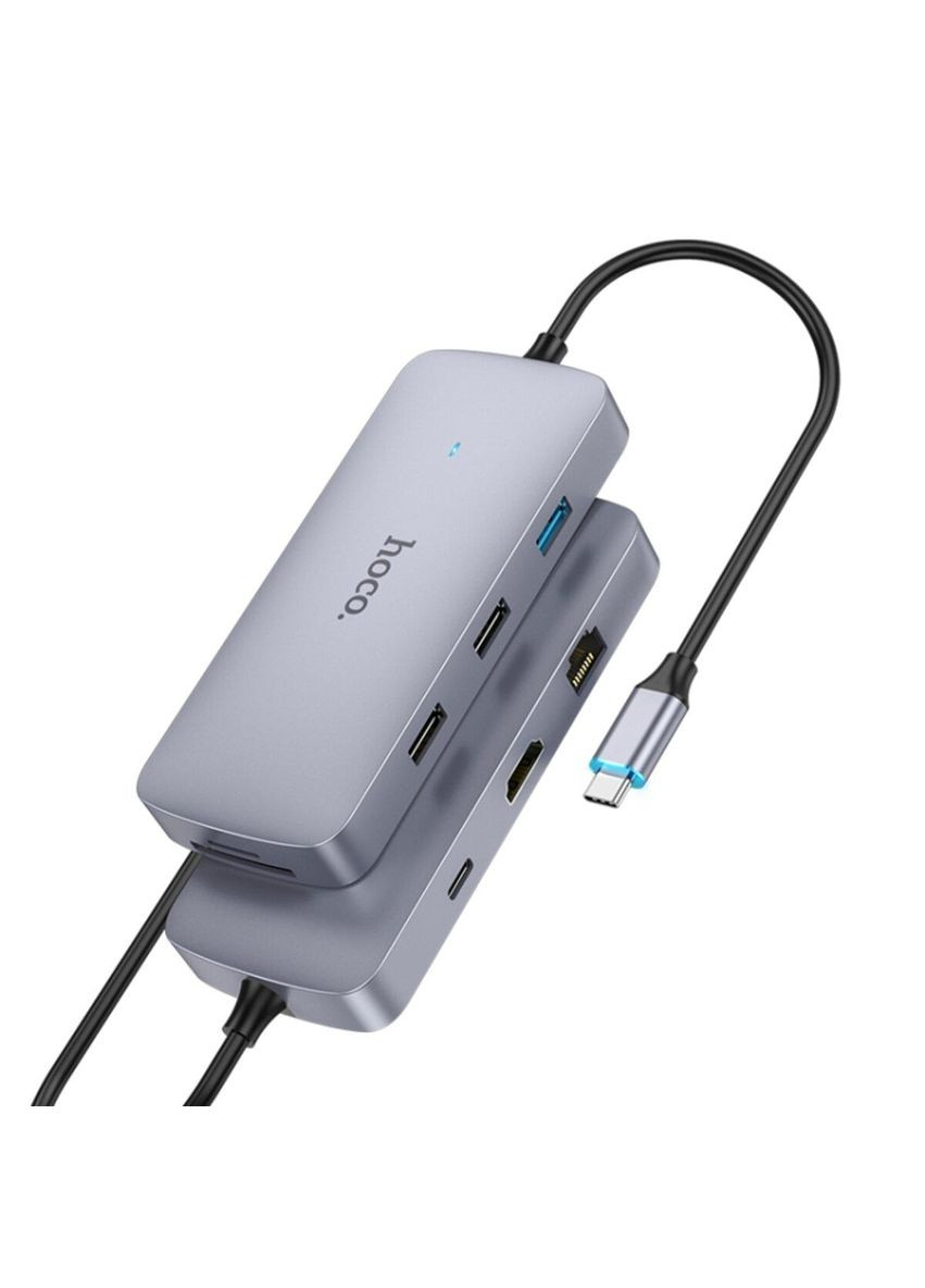 Кабель-перехiдник HB32 Season Type-C 8-in-1 multi-function converter Metal Gray Hoco (355412600)