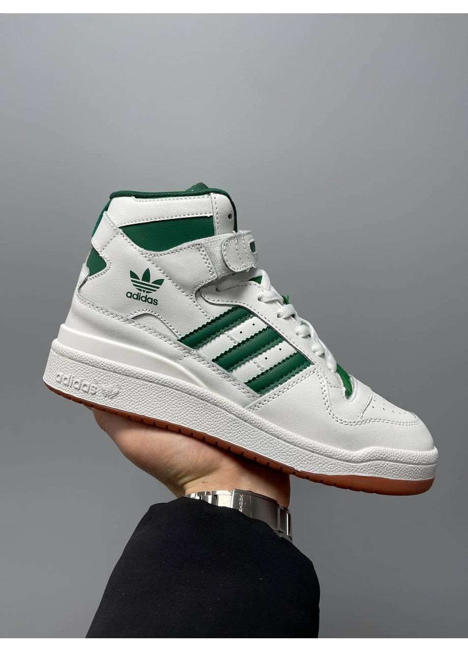 КРОСІВКИ ЖІНОЧІ ADIDAS FORUM WHITE GREEN HIGH АДІДАС ФОРУМ No Brand сірі демісезони (369393158)