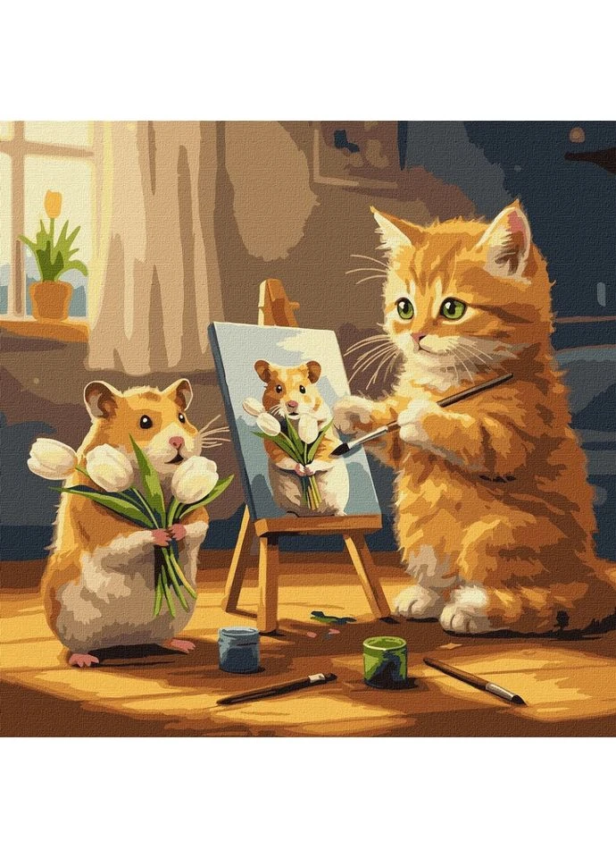 Картина по номерам "Кот художник" ©art_selena_ua KHO6758, 40х40 см No Brand (386620334)