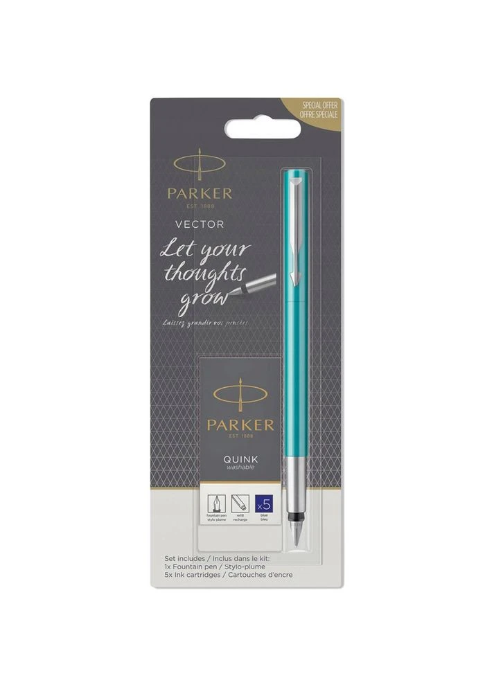 Ручка перова VECTOR Blue-Green FP M + Картриджі Quink /5шт. сині 05 616b Parker (317307521)