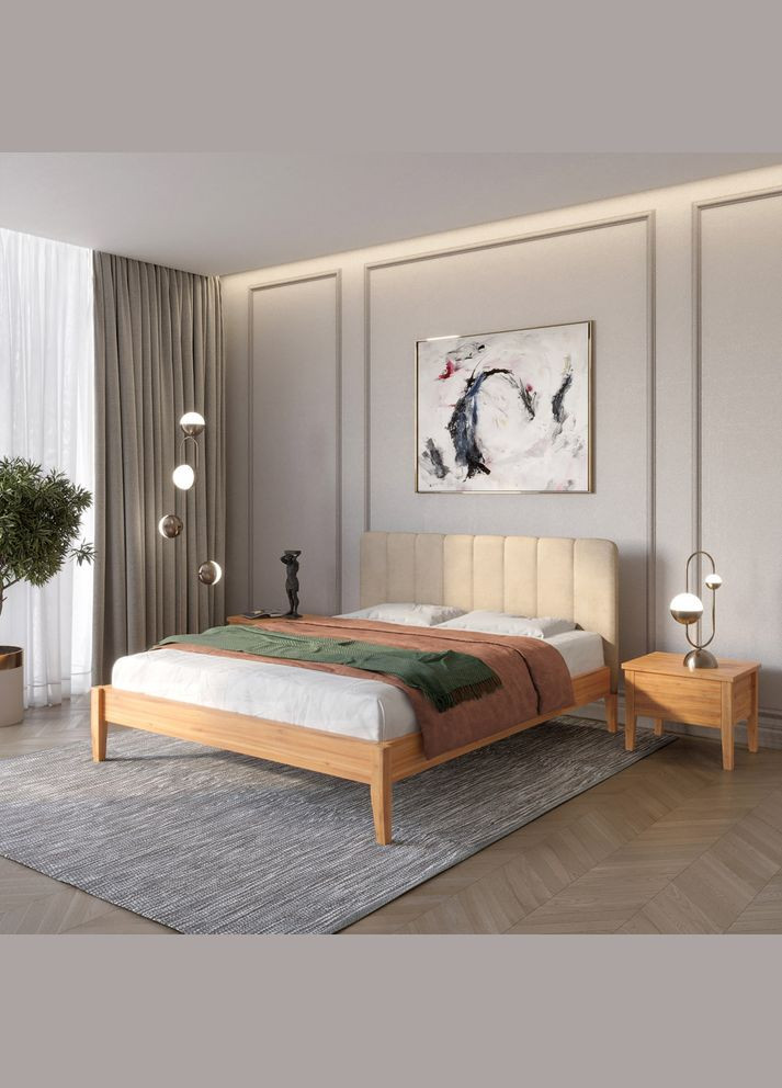 Двоспальне дерев'яне ліжко Лондон ДК /Аляска 23 (Бежевий) Б1 180х200 см (MBG-6696) Mebigrand (368278395)