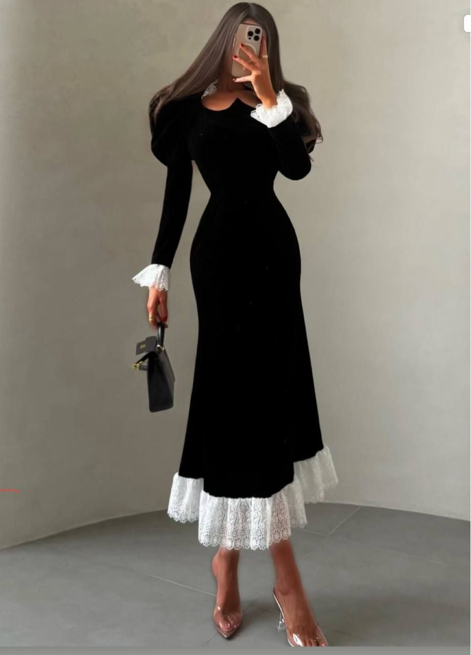 Чорна святковий сукня з оксамиту — заміри в описі силуетна DK/DL Мода без кордонів однотонна