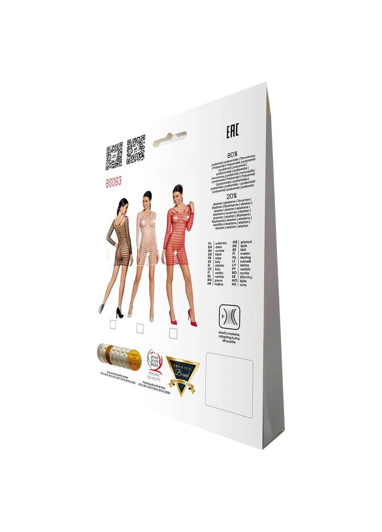 Бодистокинг-платье с глубоким воротником BS093 white - CherryLove Passion белый полиамид, эластан