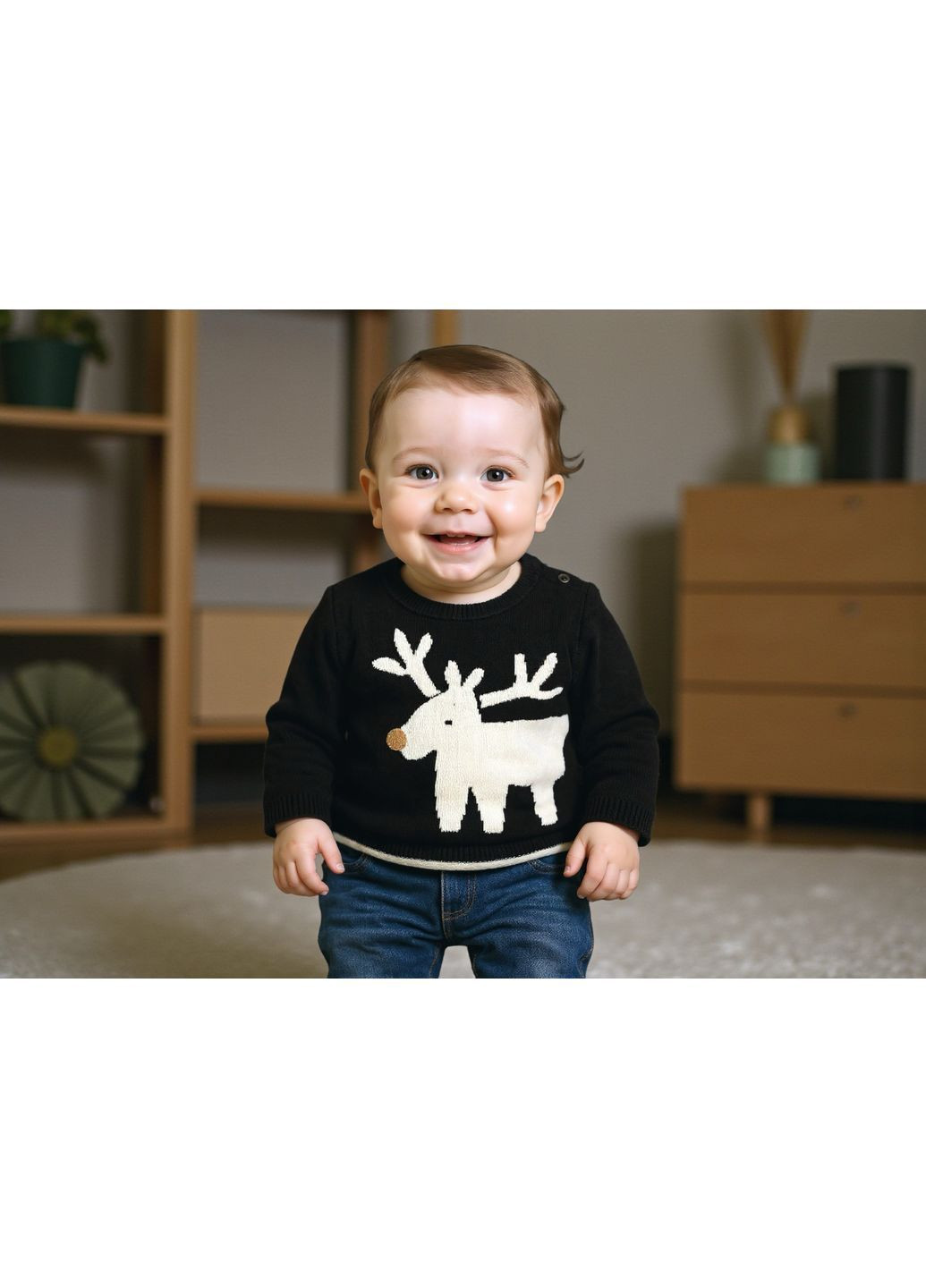 Черно-белый новогодний свитер George