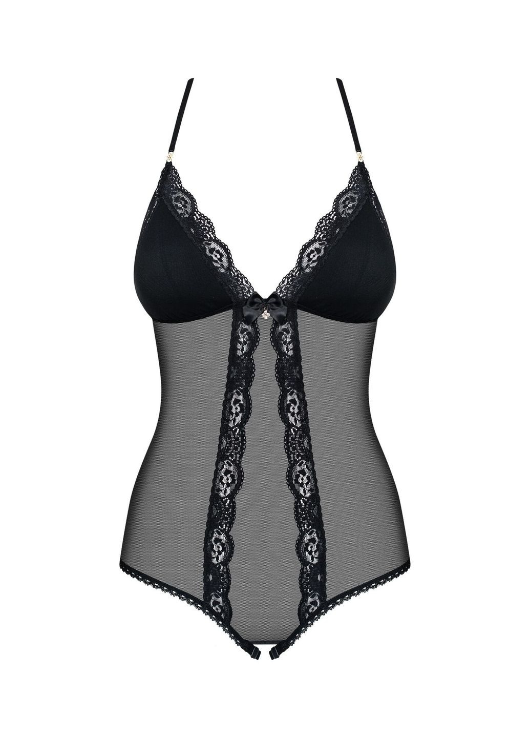 Сітчастий боді з відкритими сідницями 841-TED-1 teddy S/M, чорний Obsessive (358890717)