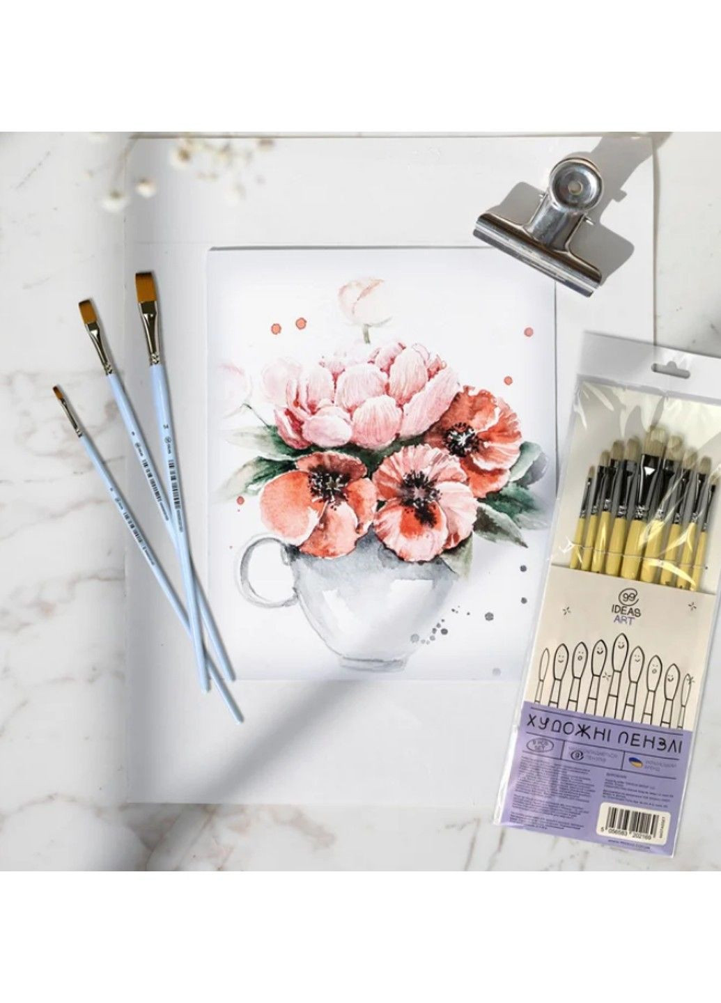 Кисть Синтетика плоская 6604A №6, длинная ручка, 6604A6, 99IDEAS (329144528)