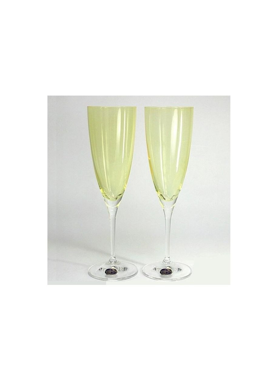 Бокалы для шампанского 220 мл Kate Yellow богемское стекло 2 шт Bohemia (282841811)