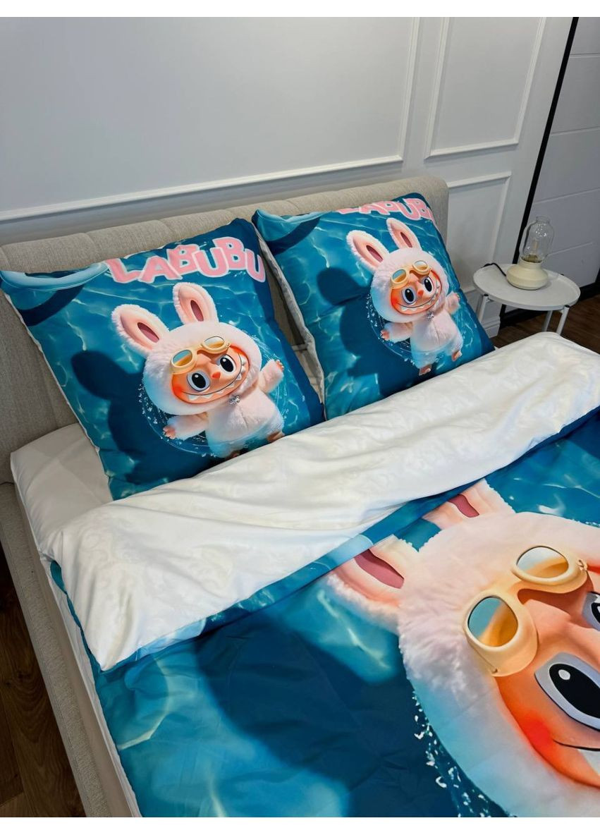 Постільна білизна 3D полуторна з мікросатину Лабубу №7 31369 150х215 см 50х70 см FlexDress (366574427)