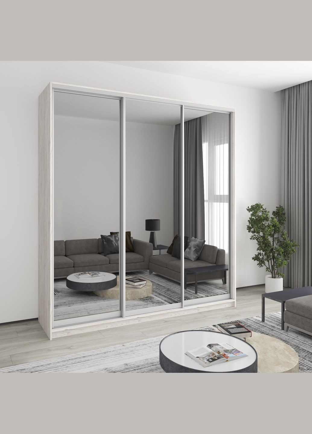 Шкаф-купе трехдверный Комбо AL 3 Зеркала 220x45x240 см (MBS-2230) MebelStar (346289313)