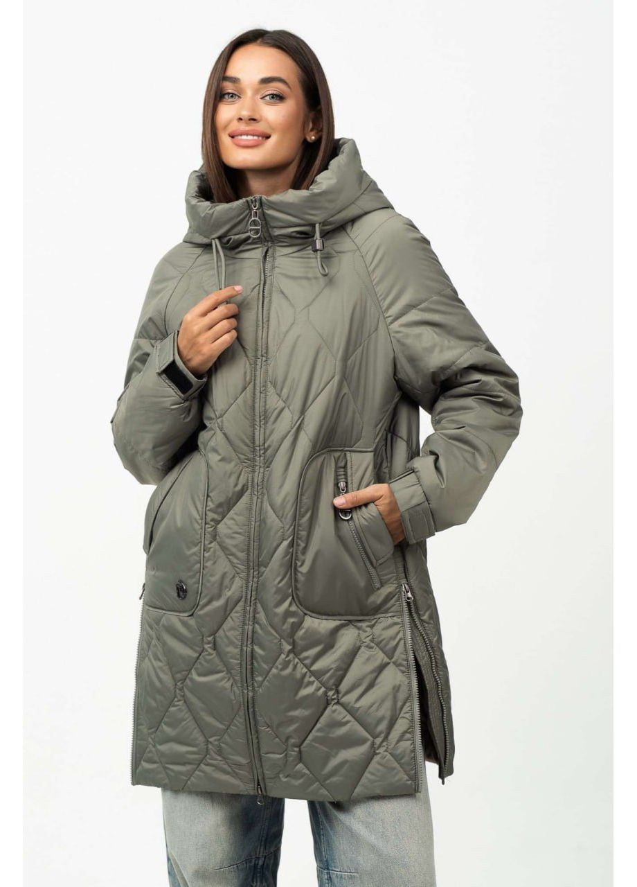 Світло-зелена демісезонна куртка на флісі осіння Lora Duvetti