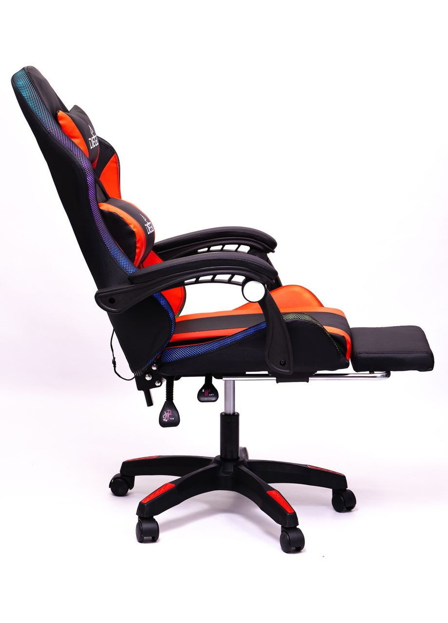 Крісло геймерське з підставкою для ніг і підсвіткою + масаж чорно-червоне Diego (340311542)