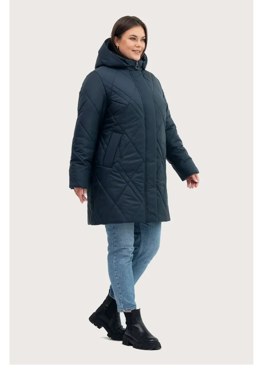 Темно-зеленая зимняя женская куртка зимняя большого размера SK