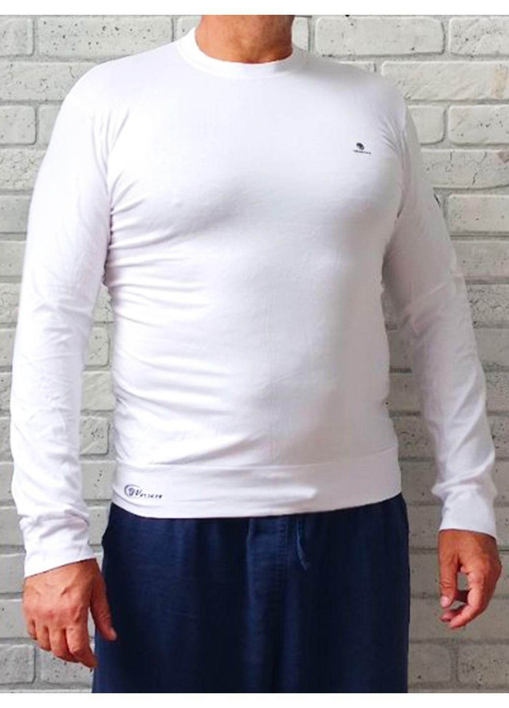 Білий трикотажний чоловічий джемпер з довгим рукавом No Brand (364237233)