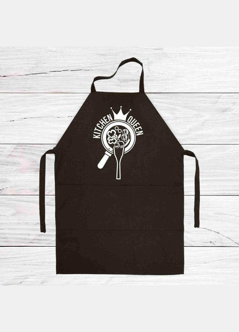 Фартух чорний кухонний з оригінальним принтом "Kitchen Queen. Королева кухні" Кавун (316112883)