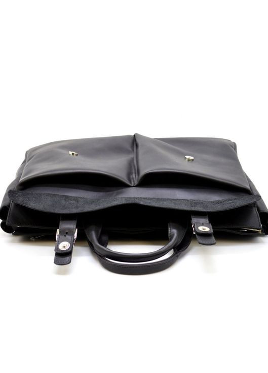 Чоловіча сумка для ноутбука з телячої шкіри з внутрішніми кишенями чорна TARWA (302315113)