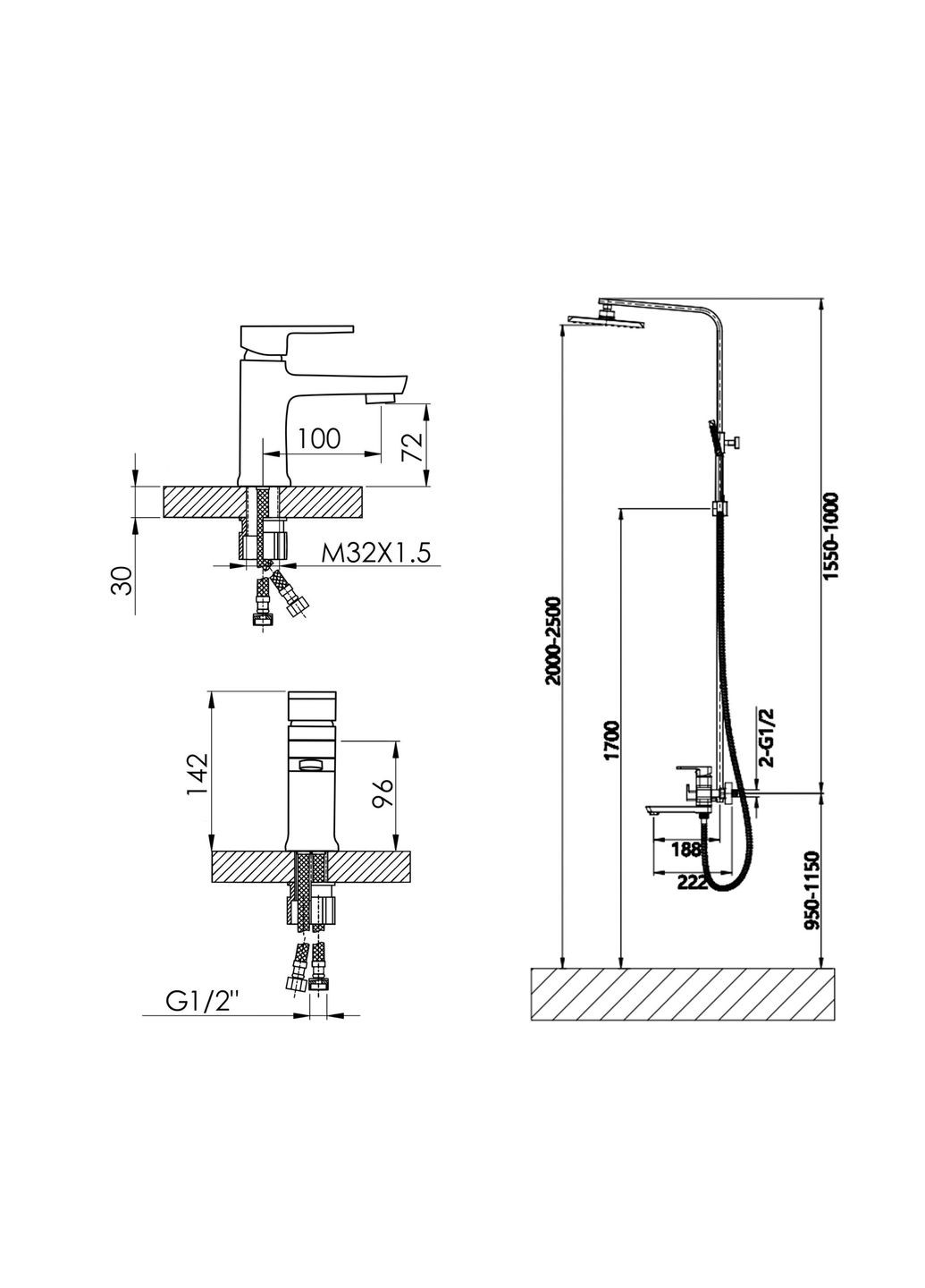 Набор смесителей Wawel 001+Wawel 1030 White LIDZ (322069769)