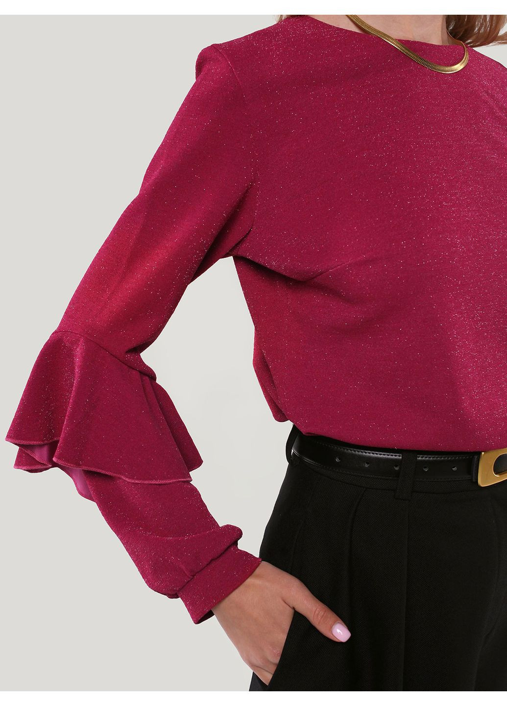 Розовая малиновая блуза с воланами - ua42 / eu36 Iren Klairie