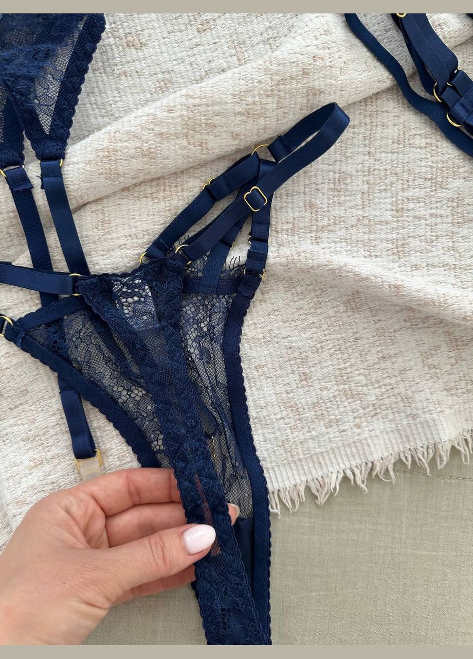 Синий демисезонный комплект нижнего белья женский No Brand