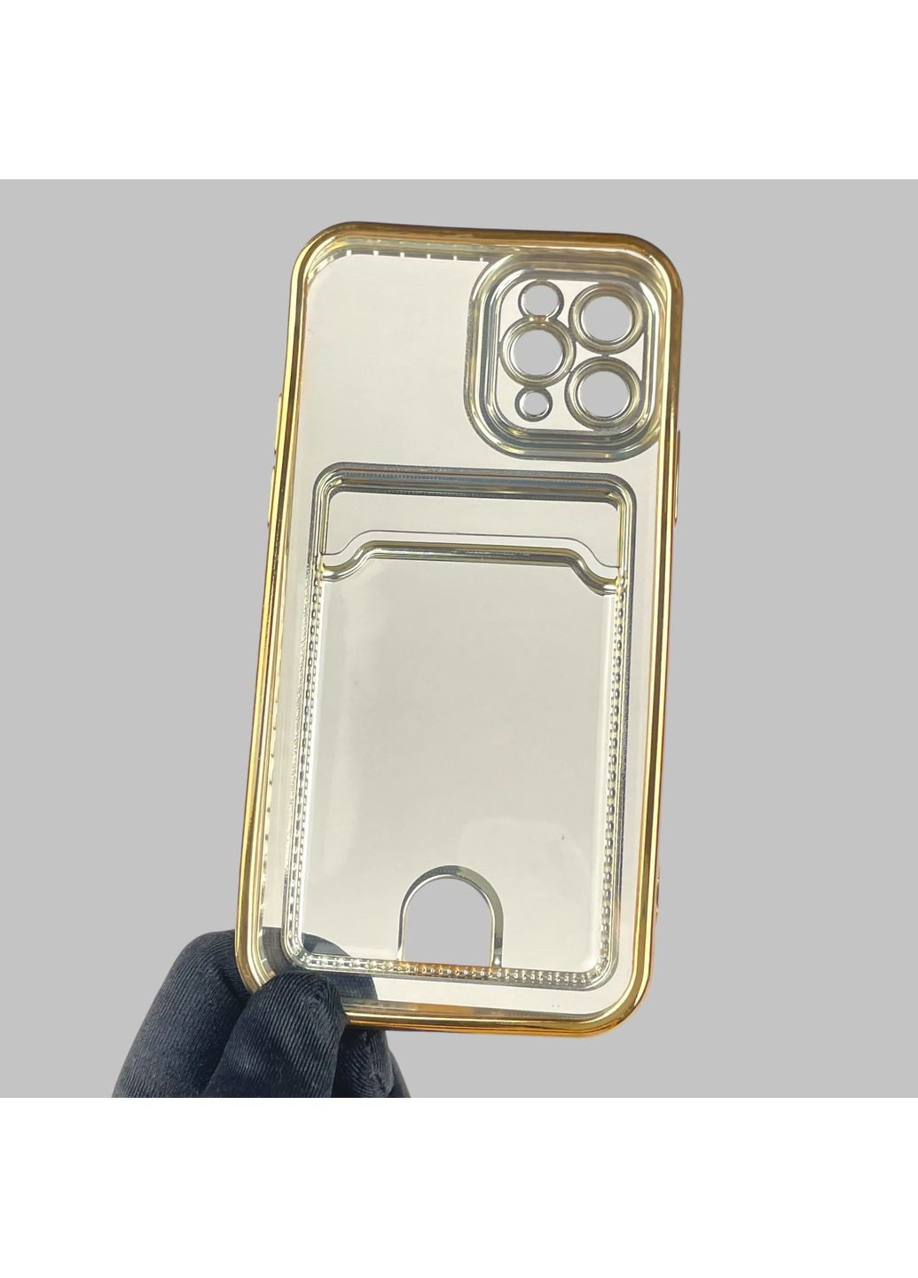 Чехол для iPhone 11 Pro с золотой окантовкой с карманом для карт на айфон 11 про золотой Apple (366022684)