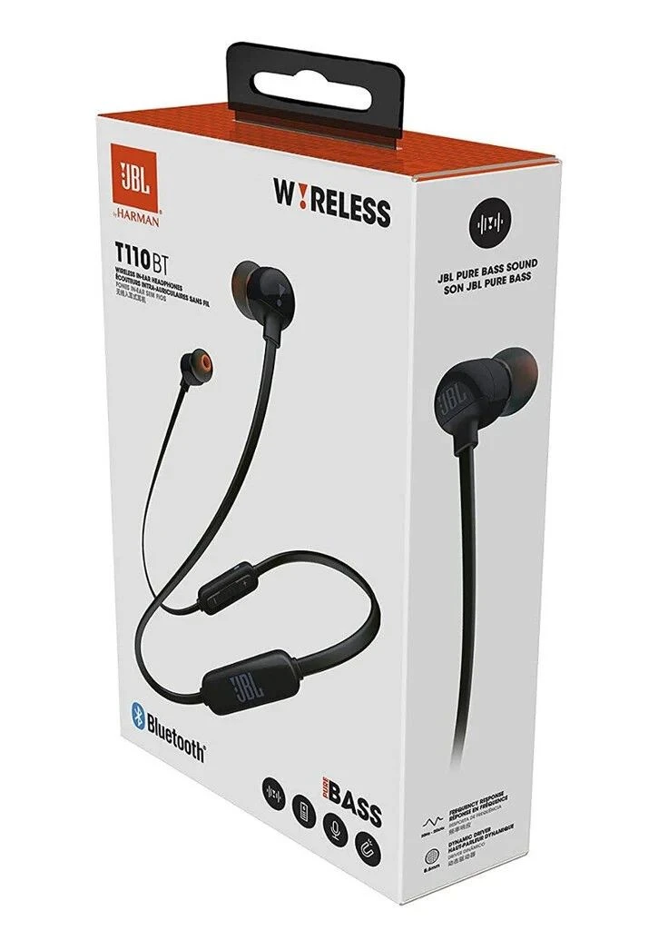 Наушники беспроводные T110BT (JBLT110BTBLK) стерео гарнитура черная JBL (300566984)